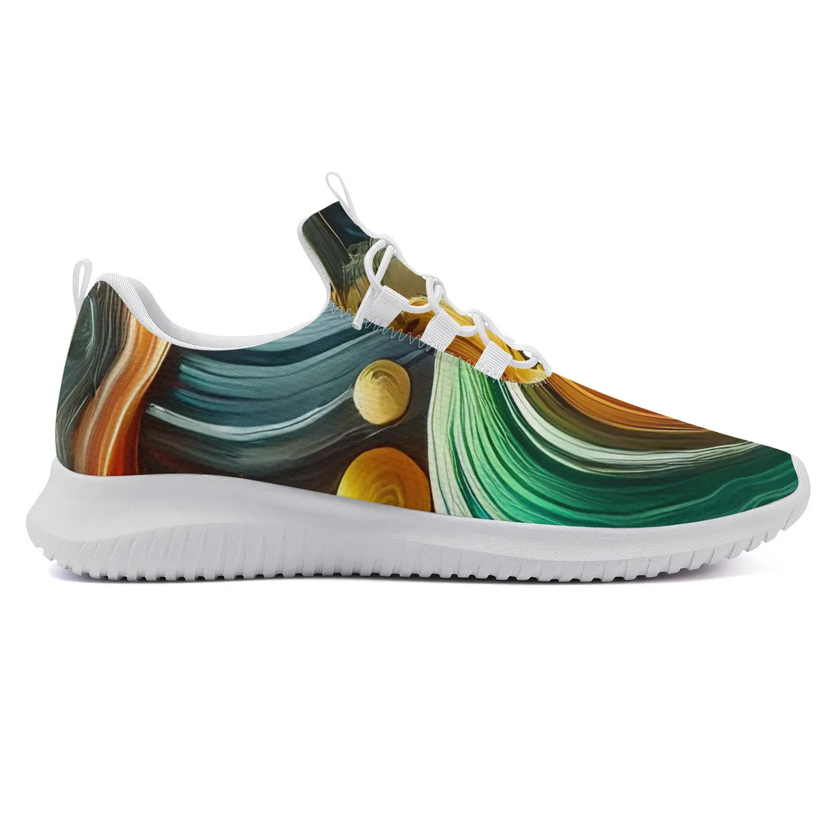 Brown & Gold Lace Up Running Shoes