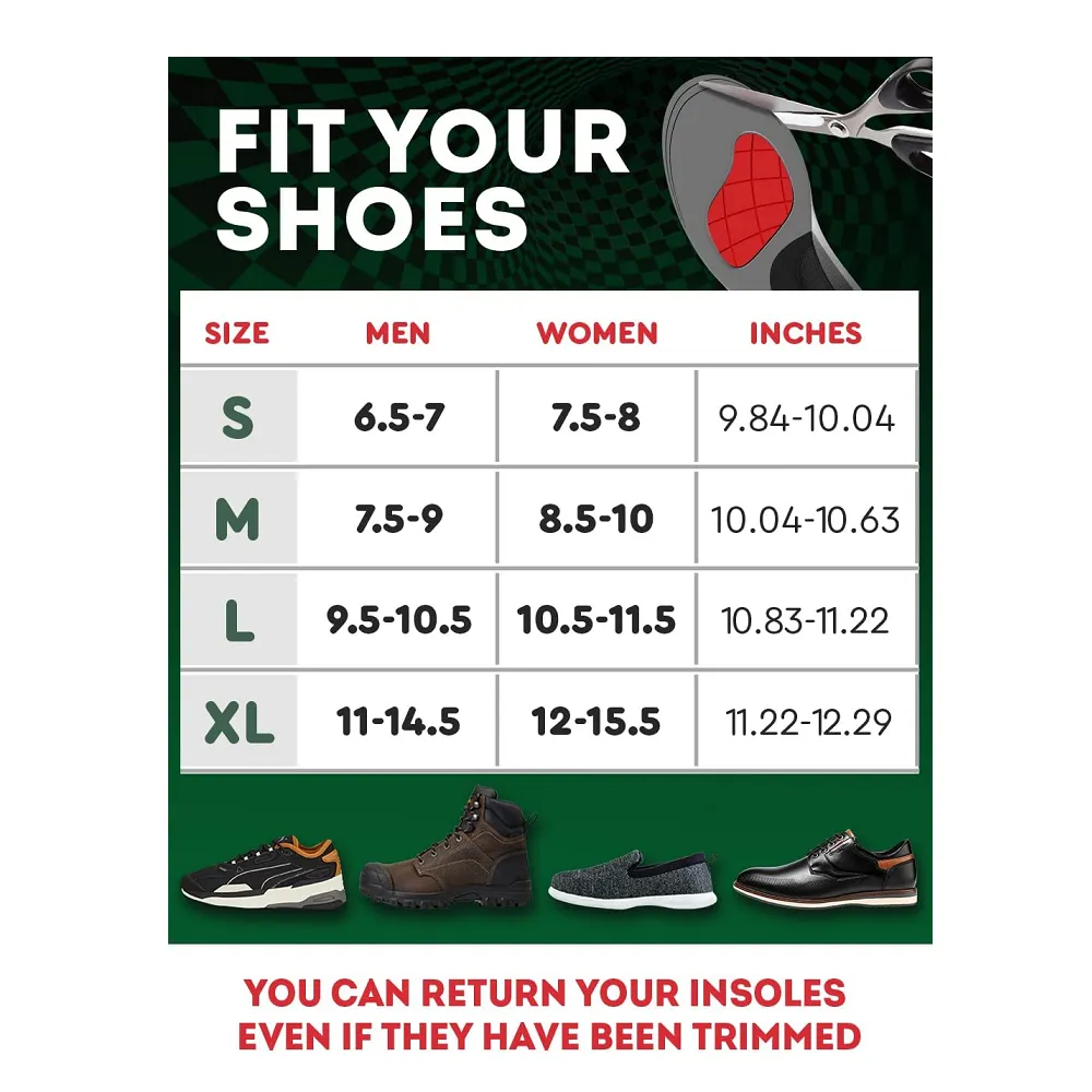 Cruvheal Work Orthotic Insoles for Men and Women | Designed to Relieve Foot Pain
