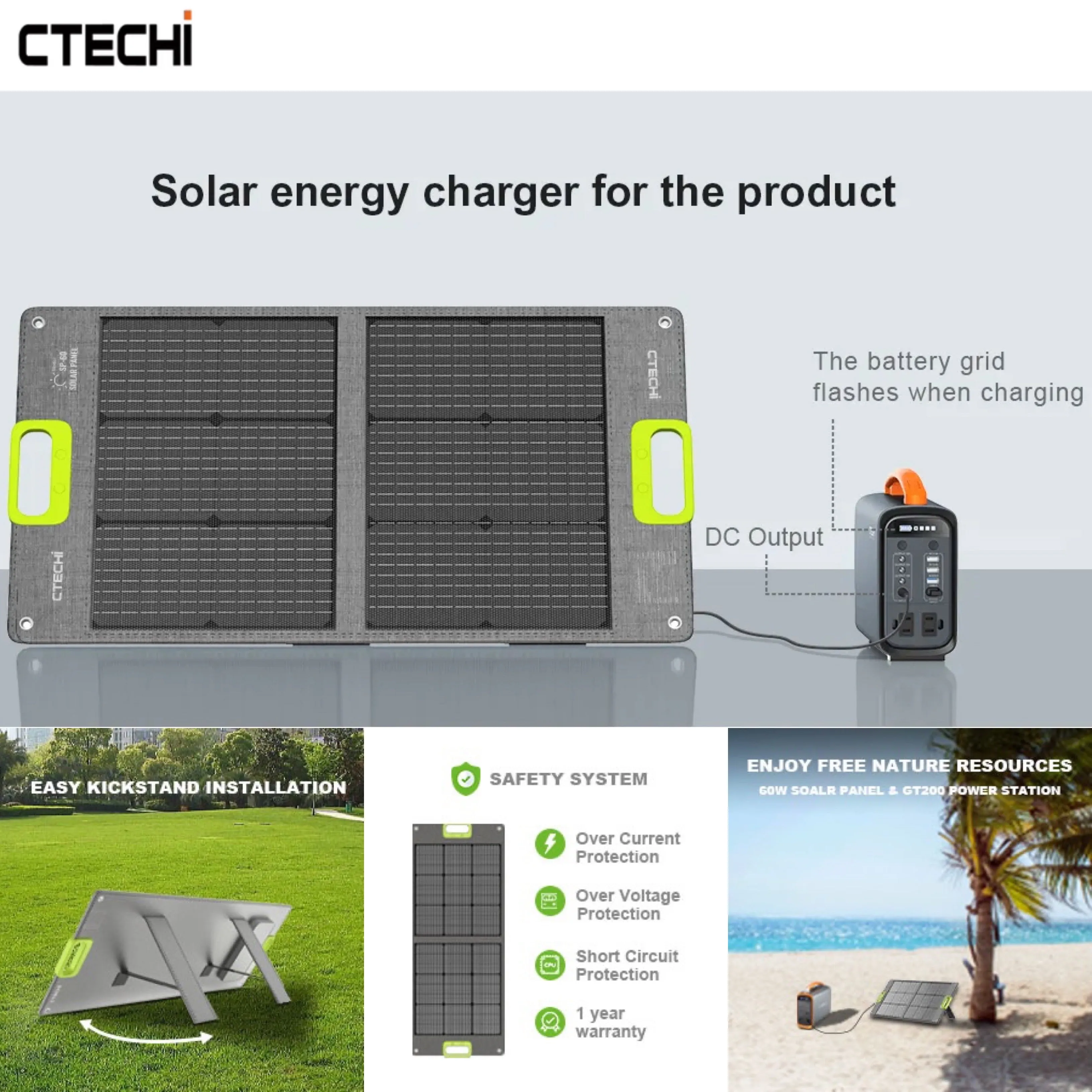 CTECHi 60W Folding Solar Panel