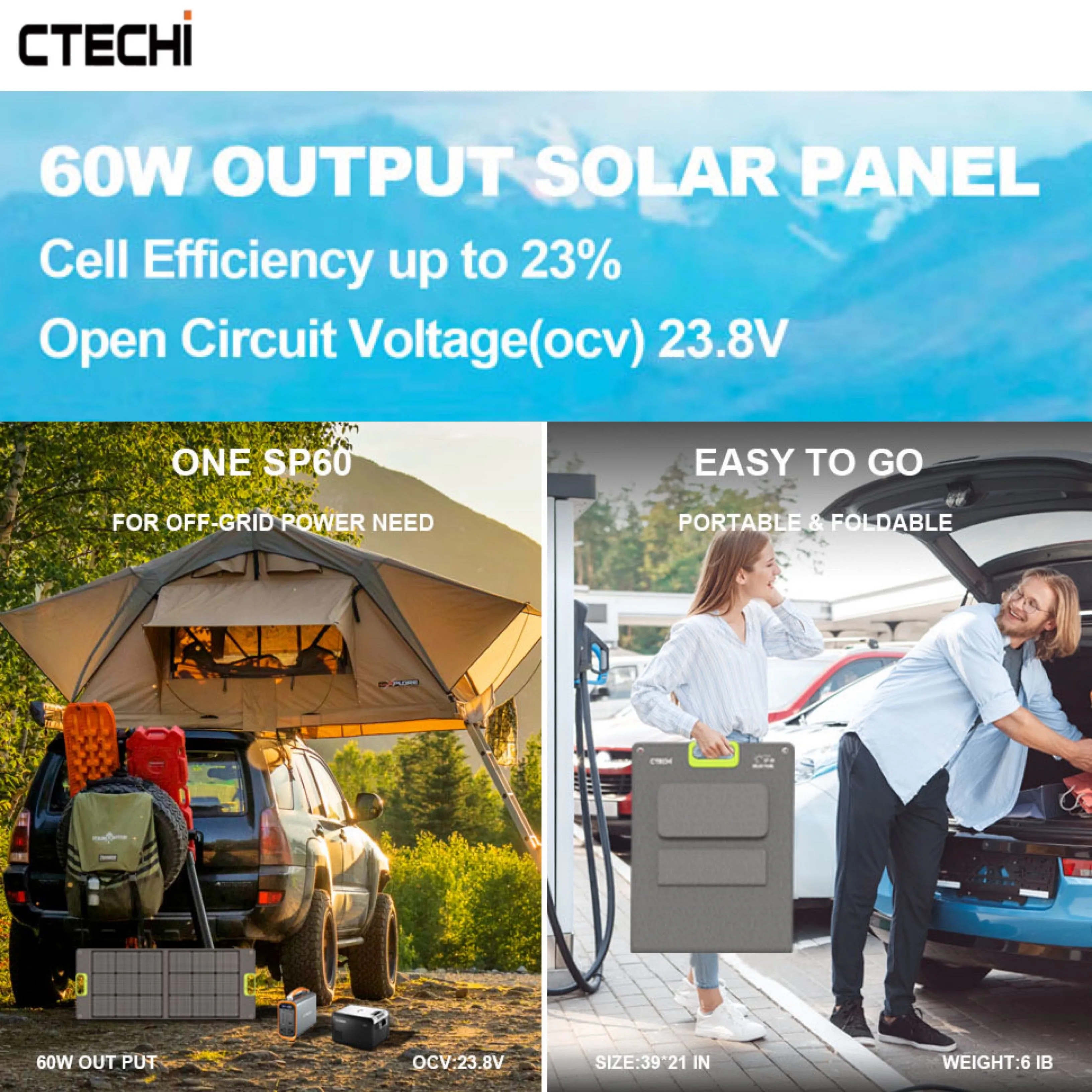 CTECHi 60W Folding Solar Panel