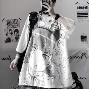 E-Girl Oversize Shirt mit Anime-Print – Must-Have für Fans