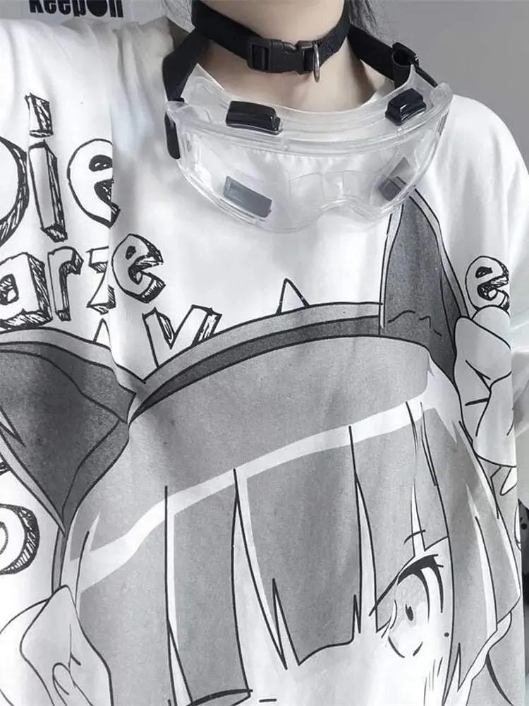 E-Girl Oversize Shirt mit Anime-Print – Must-Have für Fans