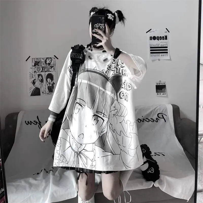 E-Girl Oversize Shirt mit Anime-Print – Must-Have für Fans
