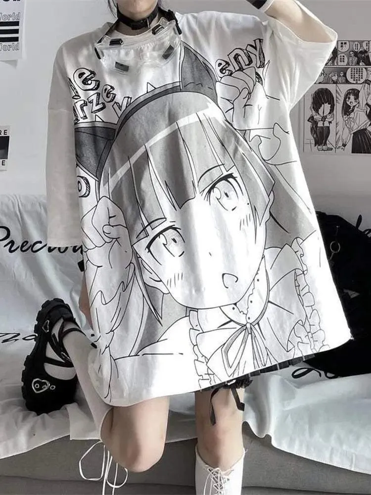 E-Girl Oversize Shirt mit Anime-Print – Must-Have für Fans