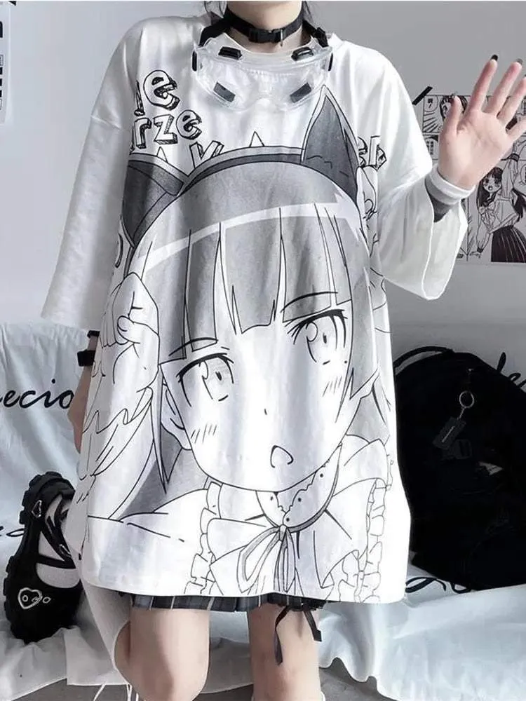 E-Girl Oversize Shirt mit Anime-Print – Must-Have für Fans