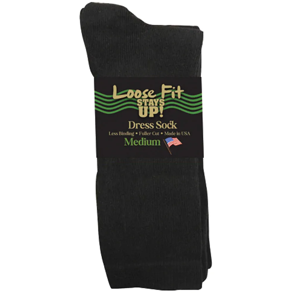 Extra Wide Dress Socks Loose Fit Stays Up!