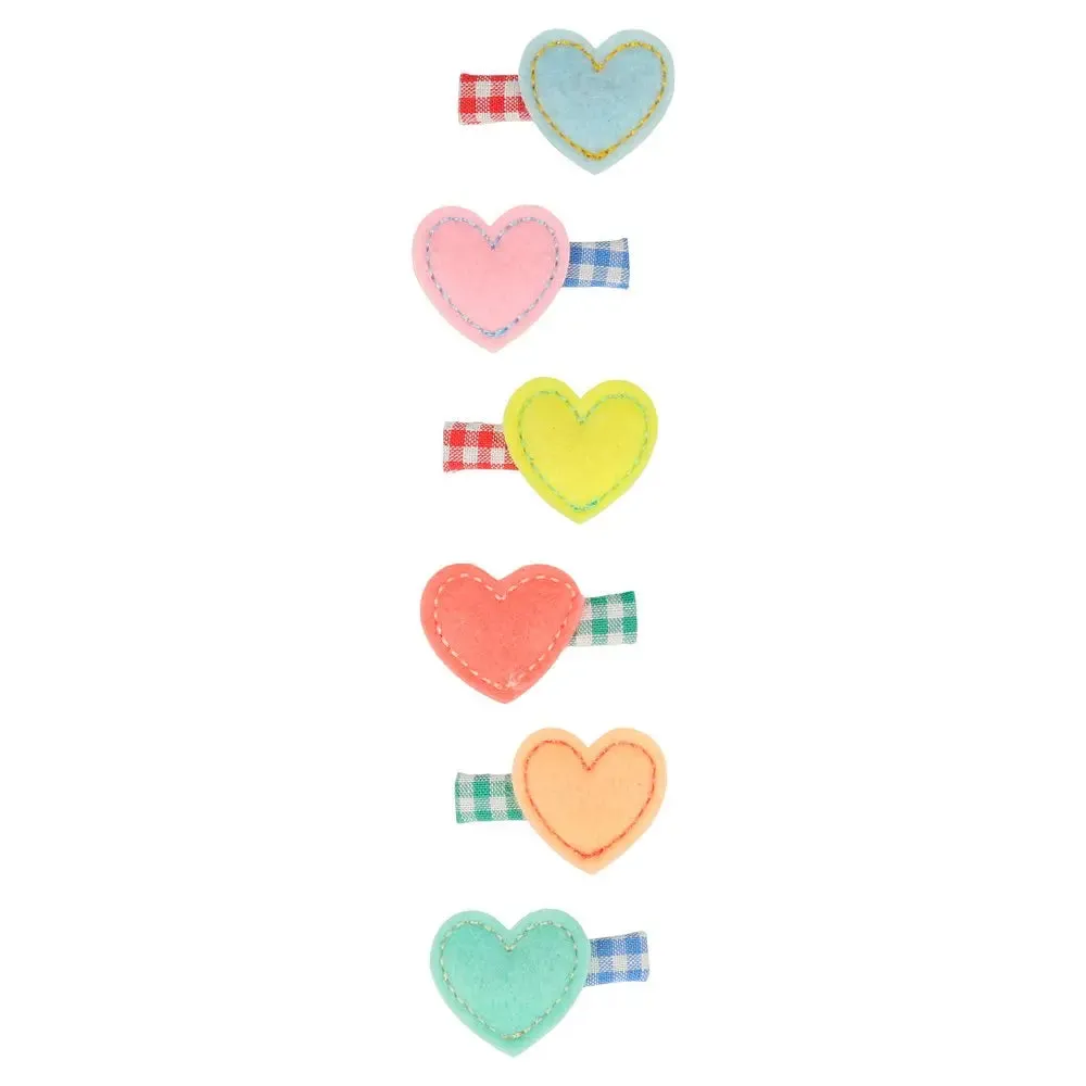 Felt heart hair clips