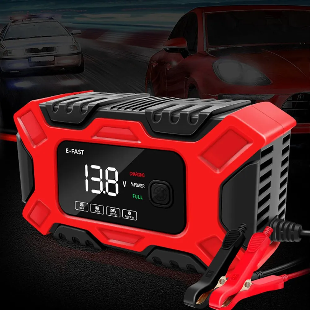 Full Automatic Car Battery Charger Lcd Display 12v Intelligent