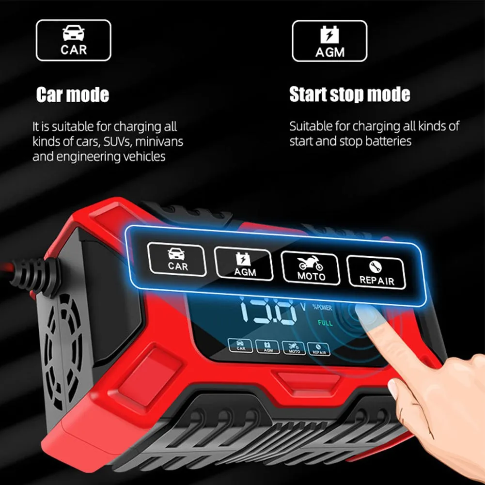 Full Automatic Car Battery Charger Lcd Display 12v Intelligent