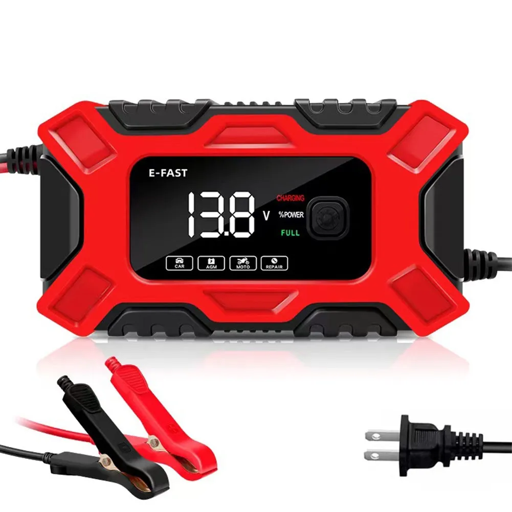 Full Automatic Car Battery Charger Lcd Display 12v Intelligent
