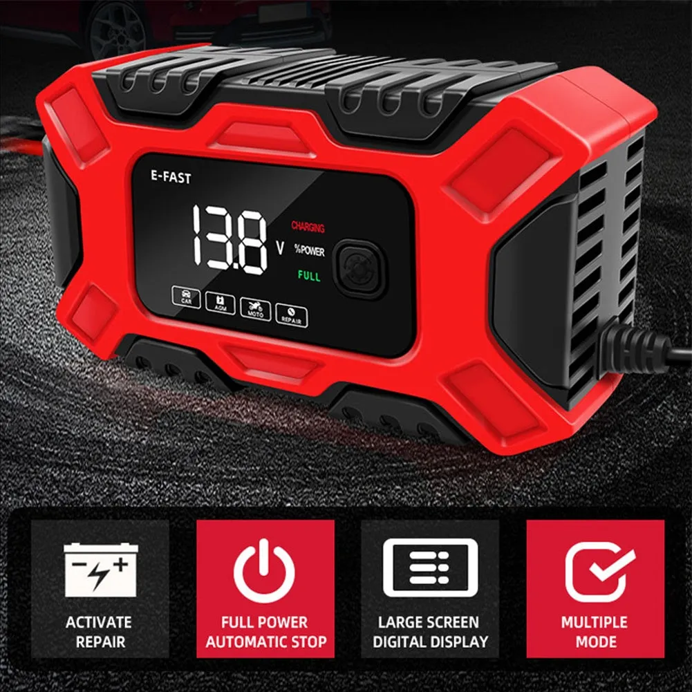 Full Automatic Car Battery Charger Lcd Display 12v Intelligent