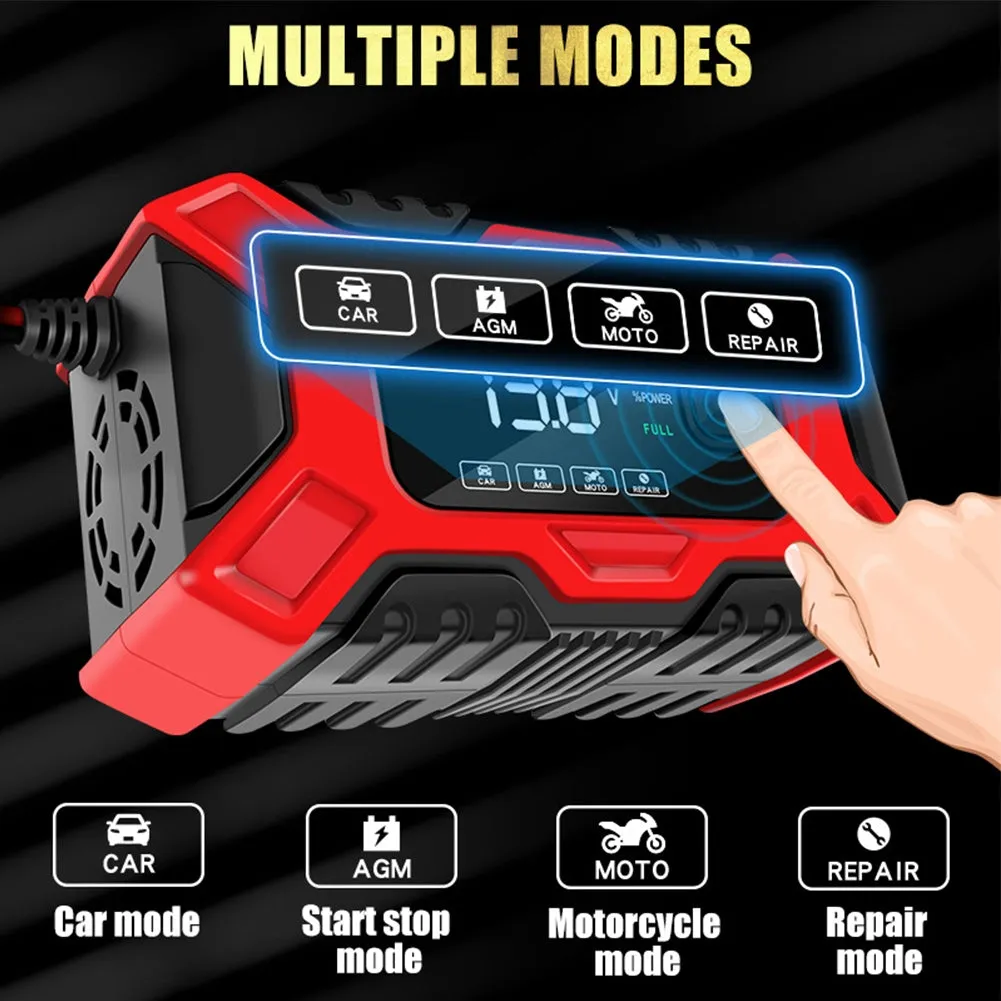 Full Automatic Car Battery Charger Lcd Display 12v Intelligent