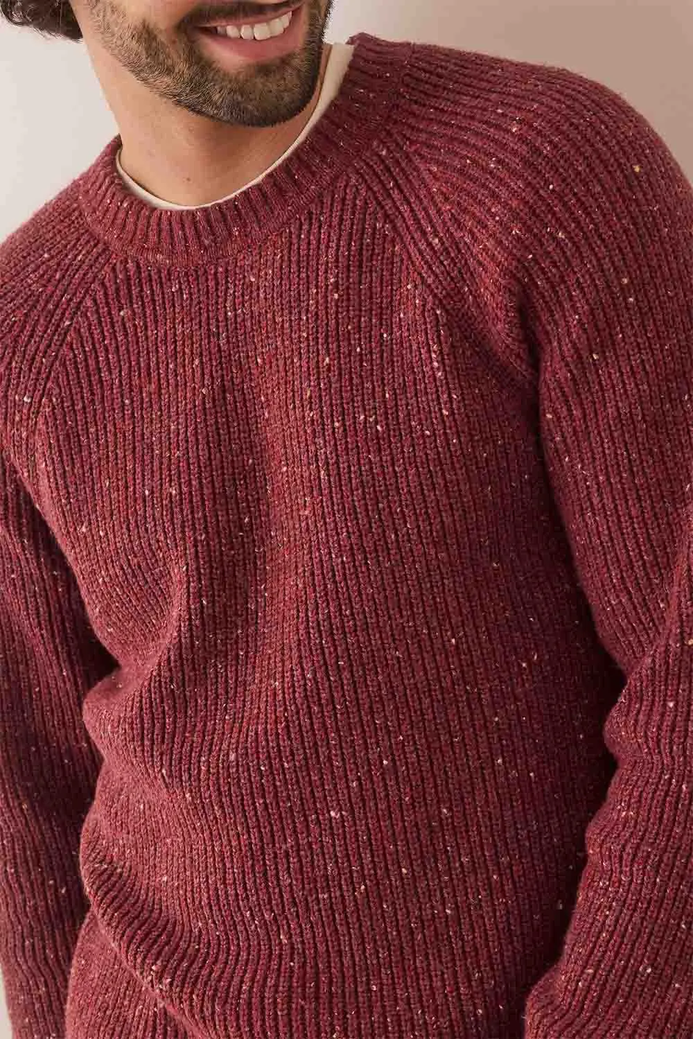 INVERNESS CREW SWEATER Burgundy Neps