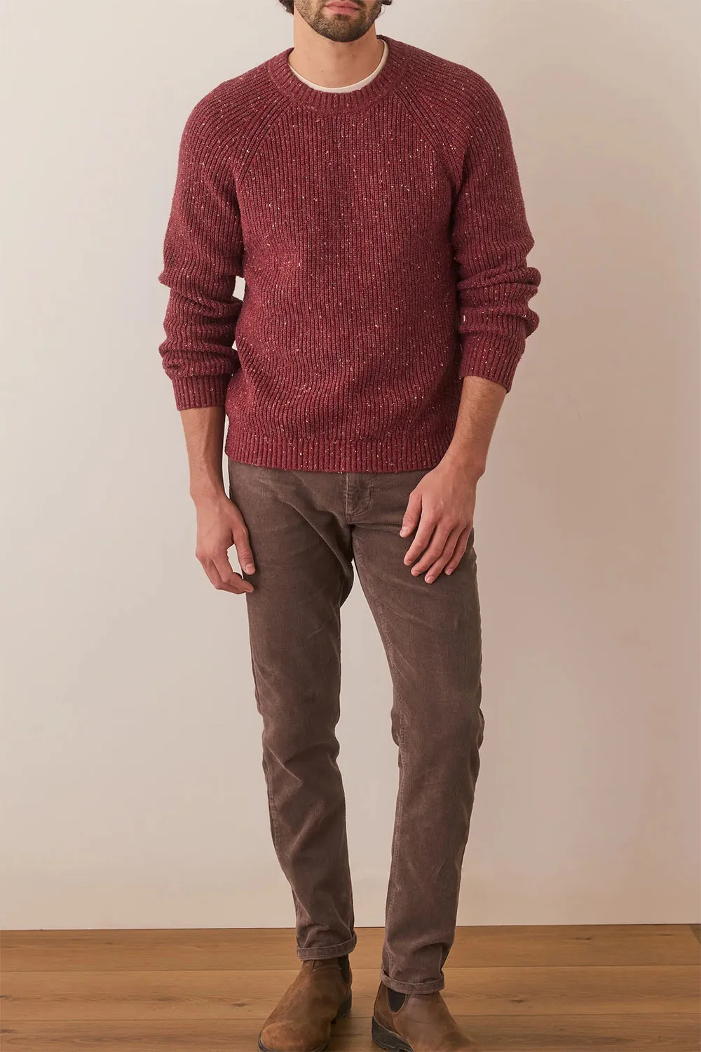 INVERNESS CREW SWEATER Burgundy Neps