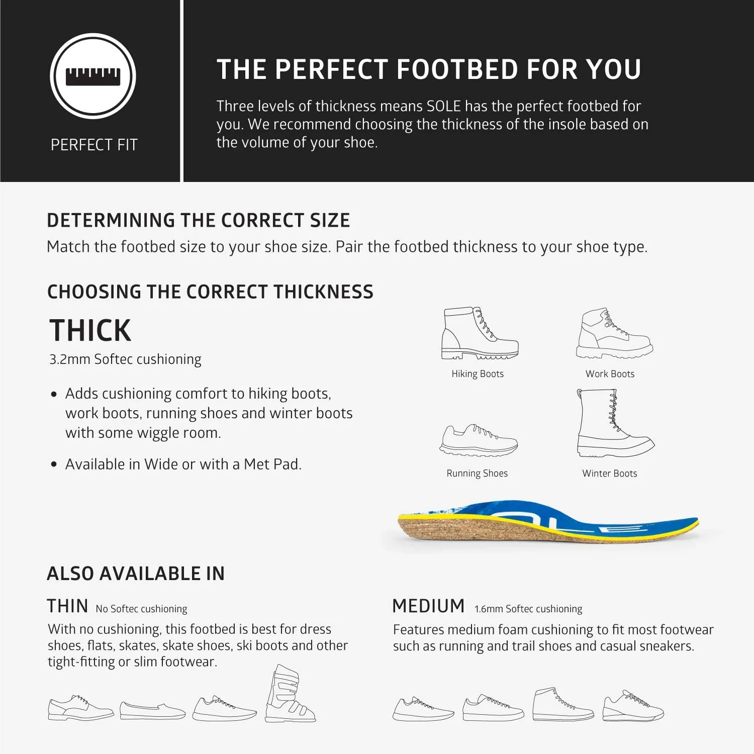 SOLE Performance Thick Cork Shoe Insoles