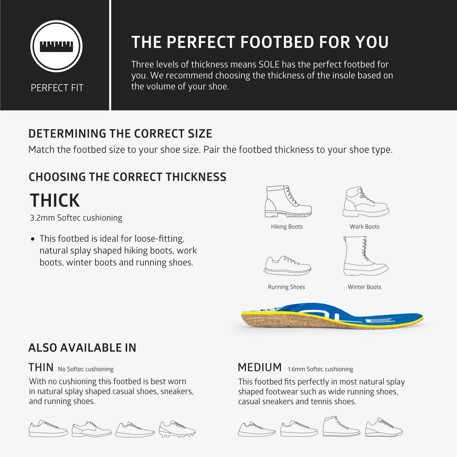 SOLE Performance Thick Wide Cork Shoe Insoles